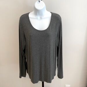 Eileen Fisher Long Sleeve Gray Viscose Top
